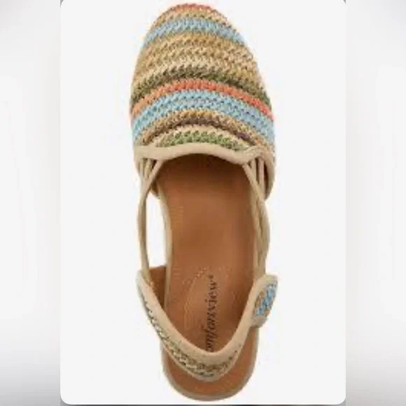 Comfortview Multicolor Braided Clea Espadrille Wedge Sandal, Size 10.5 Wide - Picture 2 of 16